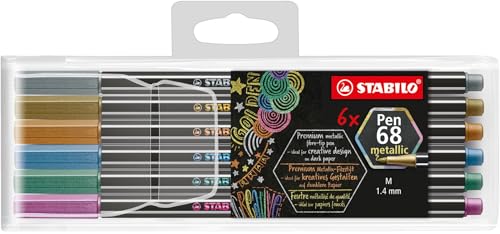 STABILO Pen 68 metallic - Prem...- Pack of 6 - Assorted Colours - down 30.02% (£1.93) to £4.50 from £6.43