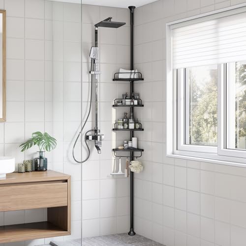 SONGMICS Shower Corner Shelf, ...oom Organiser, Black BCB001B01 - down 20.01% (£3.40) to £13.59 from £16.99