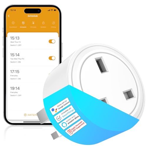 SURFOU Smart Plug Wi-Fi Timer ...rity, App Smart Life/Tuya, 13A - down 26.81% (£3.08) to £8.41 from £11.49