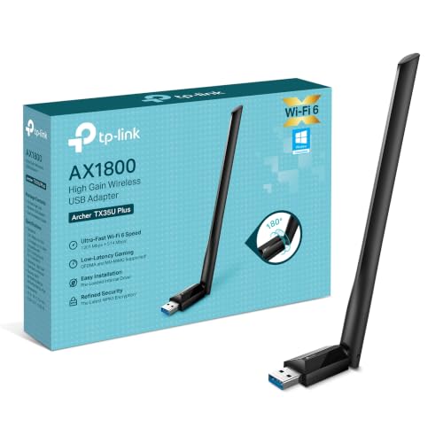 TP-Link Archer TX35U Plus AX18..., High Gain USB Adapter for PC - down 34.30% (£12.00) to £22.99 from £34.99