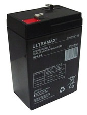 RECHARGEABLE BATTERY 6V 4.5AH FOR ELECTRIC TOY CARS, MODEL BOATS, ALARMS ECT