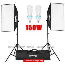 2×150W Softbox Lighting Kit Continuous Light Stand Video Photo Soft Box Studio
