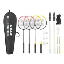 LIVIVO 4 Player Badminton Set with Net Rackets Shuttlecocks Garden Game Outdoor
