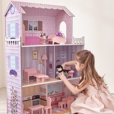 Wooden Dolls House Giant Tall Dollhouse 13 Accessories Teamson Kids
