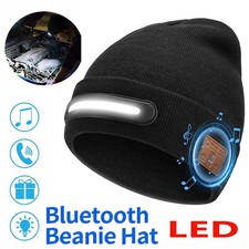 Warm Beanie Hat with Integrated LED Front Light and Bluetooth Music Earphone New