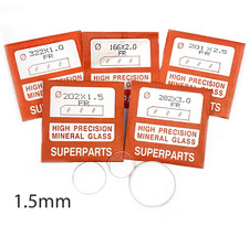 Quality Watch Glass Mineral Crystal Face Flat Round 1.5mm Thick Ø 16.1mm to 40mm