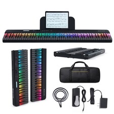 ♬Mustar 88 Keys Rainbow Light Portable Smart Piano Keyboard Pedal MIDI Magnetic