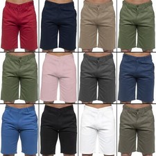 Enzo Mens Chino Shorts Cotton Summer Casual Work Regular Stretch Beach Half Pant