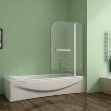 1000X1400mm 180?Pivot Bath Shower Screen Safety Glass Over Double Door Panel AB