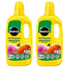 2 X Miracle-Gro Grow All Purpose Liquid Plant Food Feed Concentrated Fertiliser