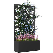 Outsunny Metal Raised Garden Planter Bed with Trellis, Refurbished