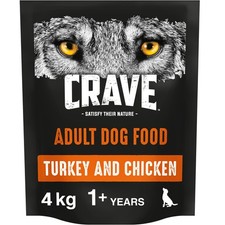 4kg Crave Natural Grain Free Adult Dry Dog Food Turkey & Chicken (4x1kg)