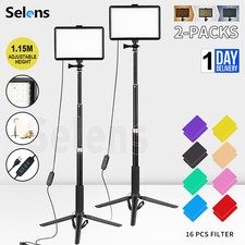 2PCS 8" LED Video Lighting Kit Light Photography Studio Photo Lamp Live 1m Stand