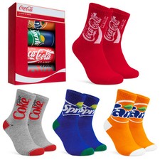 Coca Cola Mens Socks Pack of 4 Comfort Colourful Casual Accessories Gift