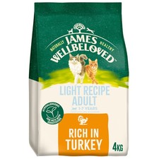 4kg James Wellbeloved Light Recipe Adult Cat Food Rich in Turkey