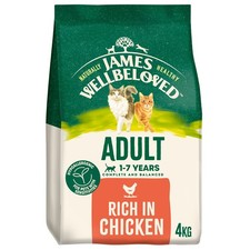 4kg James Wellbeloved 1-7 Years Adult Complete Dry Cat Food Rich in Chicken