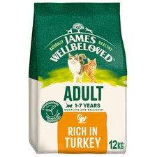 12kg James Wellbeloved 1-7 Years Adult Dry Cat Food Complete & Balanced Turkey