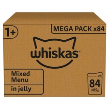 84 x 85g Whiskas 1+ Adult Cat Food Pouches Mixed Selection in Jelly