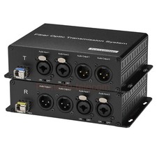 2 BIDI XLR Balanced Audio over Fiber optic Extender with 48V Phantom LC SFP 1set