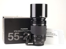 Fuji XF 55-200mm f3.5-4.8 R LM OIS AF Zoom Lens Boxed Front & Rear Cap & Hood