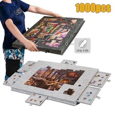 1000pcs Puzzle Board Cover Tilting Portable Lightweight Felt Jigsaw w/6 Drawers