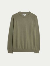 Marks & Spencer Mens Thyme Cotton Crew Long sleeved Jumper - M&S