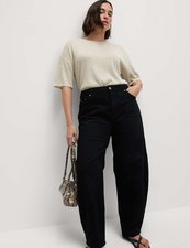 Marks & Spencer Womens Cotton Loose fitting Jeans in Black - M&S