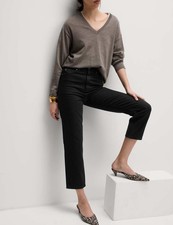 Marks & Spencer Womens Cotton Cropped leg Jeans in Black - M&S