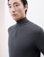 M&S - Autograph Mens Funnel neck Long sleeved Knitted Jumper in Dark Pewter