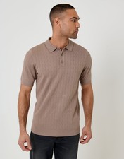 Threadbare Mens Taupe Short sleeved Polo Top
