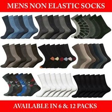 Mens Diabetic Socks Non Elastic Comfort Soft Grip Top 6 & 12 Pairs Sock UK Sizes
