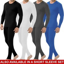 Mens Thermal Long Johns Top T Shirt Bottom Trouser Underwear Set Full Sleeve