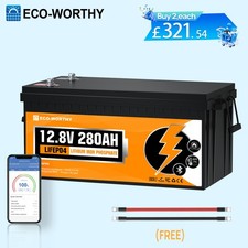 ECO-WORTHY 12V 280Ah LiFePO4 Lithium Leisure Battery Bluetooth Motorhomes Camper