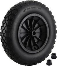 PU Wheelbarrow Wheel 14 inch 3.50-8 Puncture Proof Solid Heavy Duty Tyre Black
