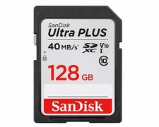 Sandisk Ultra Plus 128GB SDXC Memory Card V10 Class 10 up to 40 Mb/s Speed