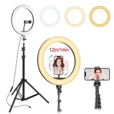 10/12" Ring Light with Tripod Stand & Phone Holder Selfie Ring Light Live Video