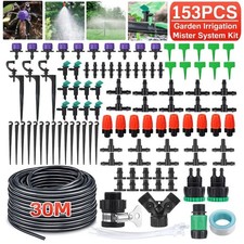 153PCS 30M Automatic Drip Irrigation System Garden Self Watering Plant Hose Kit~