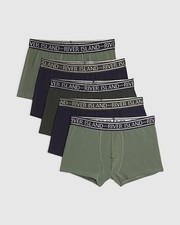 River Island Mens Trunks Navy Satin RI 5 Pack Elasticated Underwear Bottoms