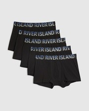 River Island Mens Trunks Black Ombre RI Waistband 5 Pack Underwear Bottoms