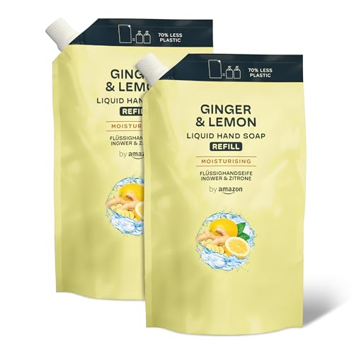 by Amazon Ginger & Lemon Hand Soap Refill, 2 x1000ml - down 37.14% (£1.56) to £2.64 from £4.20