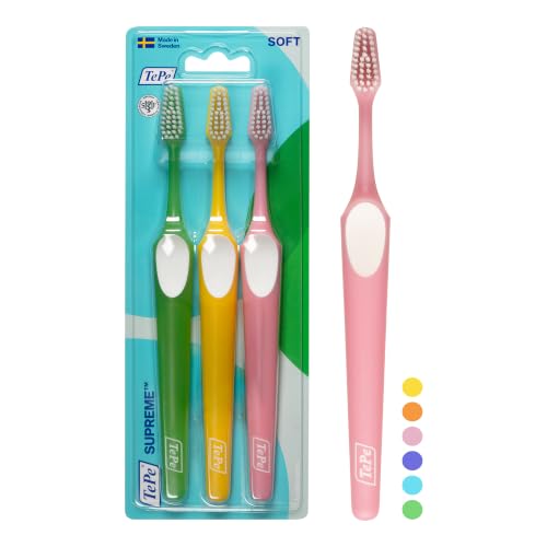 TePe Supreme Toothbrush, Soft, Assorted Colours, 3pcs - down 31.33% (£2.19) to £4.80 from £6.99