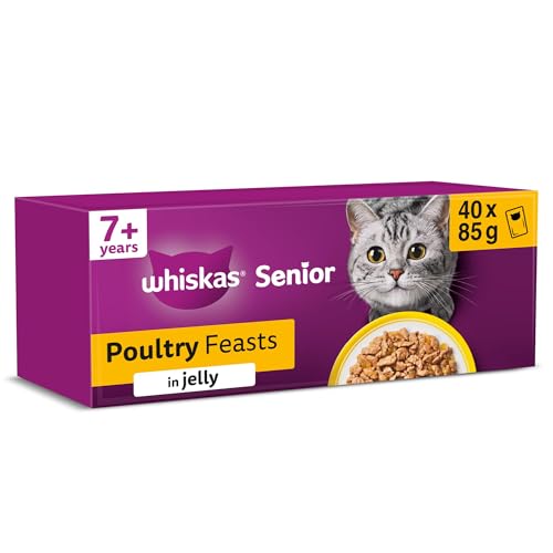 WHISKAS Senior 7+ Wet Cat Food...in Jelly 40x85g Poultry Feasts - down 21.81% (£2.79) to £10.00 from £12.79