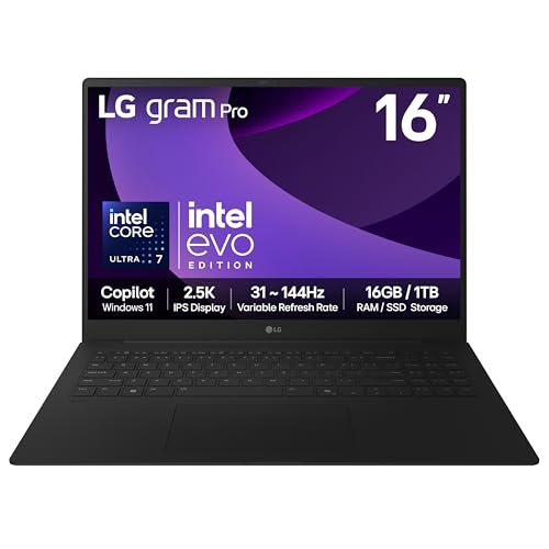 LG gram Pro 16Z90TP - 16 Inch ...brid AI, Copilot, Black (2025) - down 9.98% (£116.14) to £1,047.23 from £1,163.37