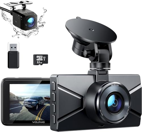 WOLFANG Dash Cam Front and Rea...e Angle WDR, 24H Parking Guard - down 32.51% (£13.00) to £26.99 from £39.99