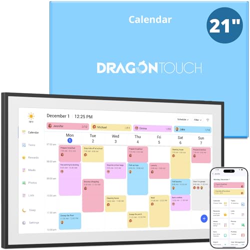 Dragon Touch Calendar, 21.5" D...Busy Families Scheduling Black - down 22.92% (£80.21) to £269.78 from £349.99