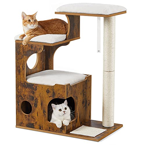 Feandrea 86 cm Cat Tree, Mediu...intage, Gray and White PCT70HW - down 27.93% (£15.92) to £41.07 from £56.99