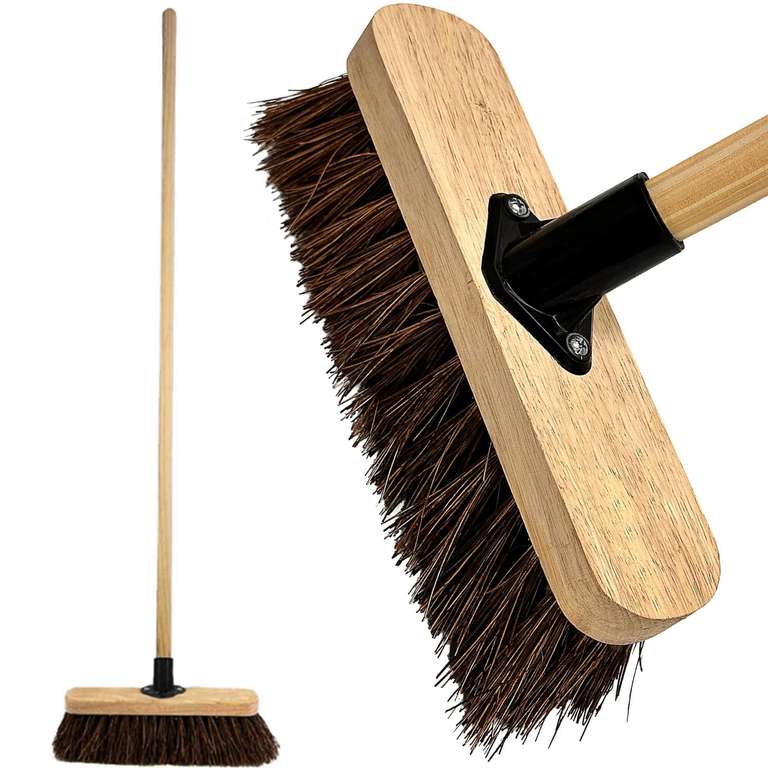 10” Outdoor Garden Broom with Wooden Handle Natural Stiff Bassine Hard Bristle sold and fulfilled by 247Traders