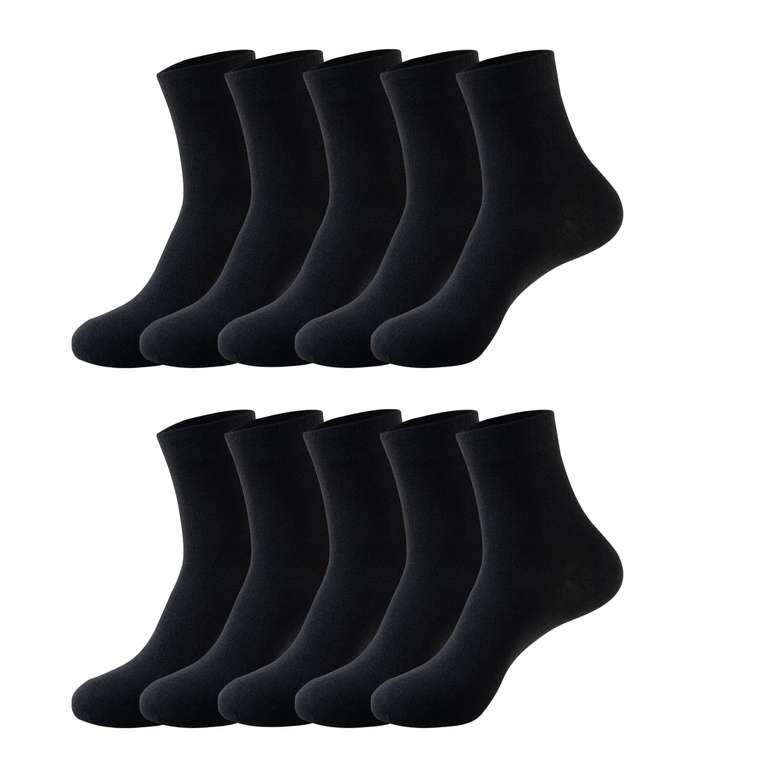 10-Pair Pack Durable Crew Socks for Men, Soft and Breathable, Size 6-9 (Black 19000) - Sold by Amazon Haul Global