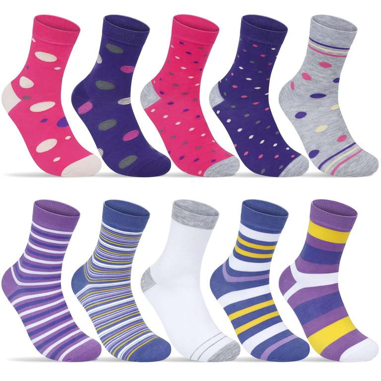 10 Pairs Women's Socks with Multi Stripe Dot Heart Patterns, Soft Breathable Ladies Socks Perfect Gifts - Sold by Chalier Cozy / FBA