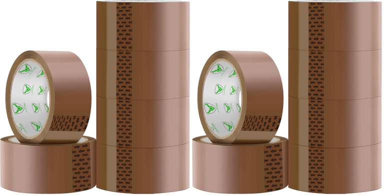 12 Rolls iSOUL Packing Tape, Strong Heavy Duty Brown Tape 48mm x 66m (2 packs of 6)